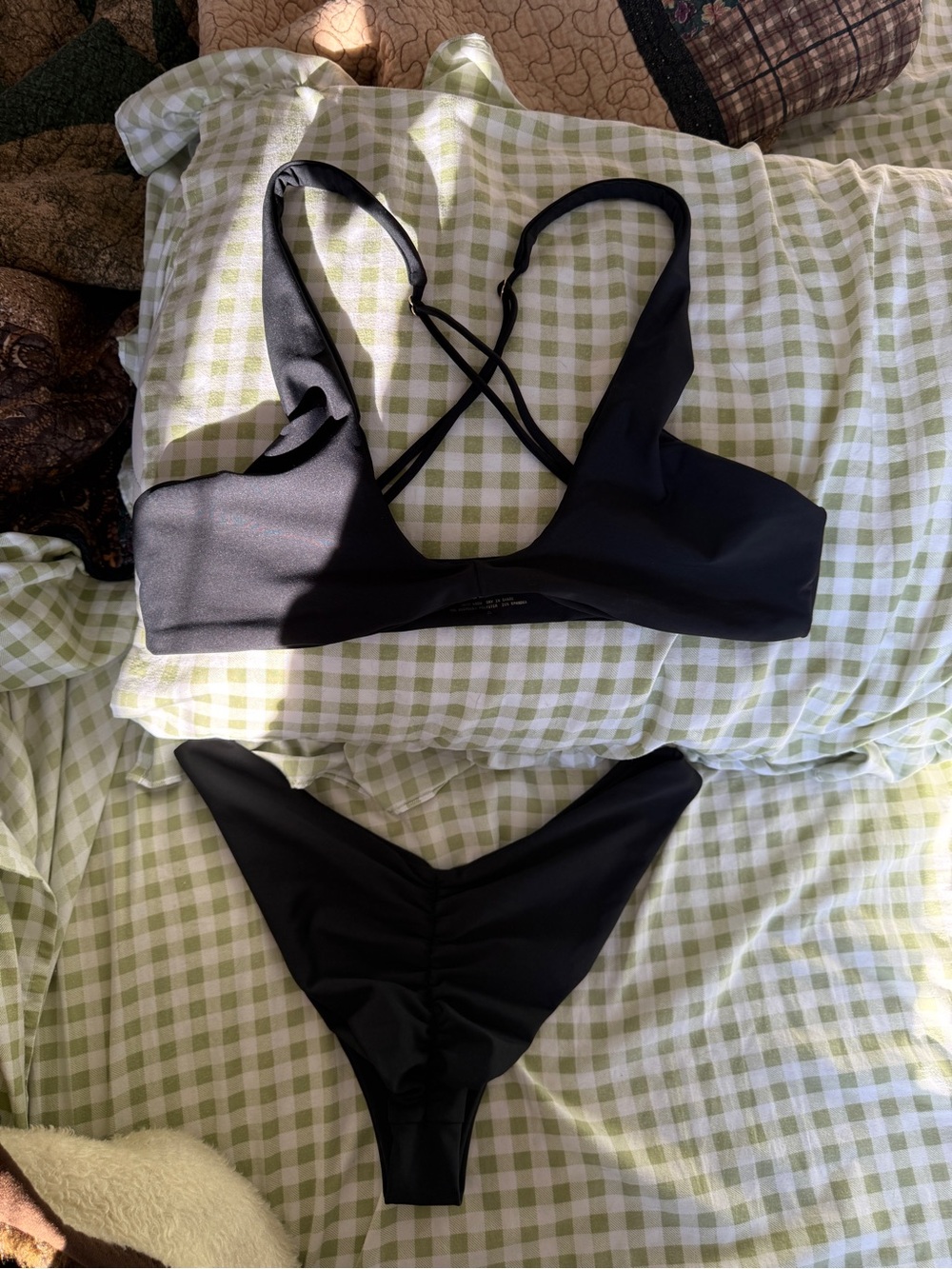 Skatie Black Bralette Bikini Top with Matching Bottoms - Picture 4 of 4